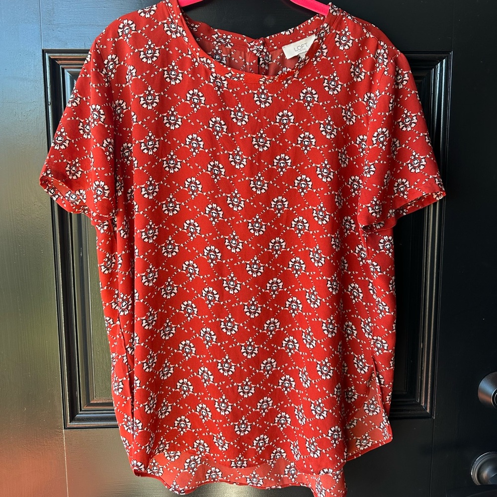 Loft short sleeve blouse top red